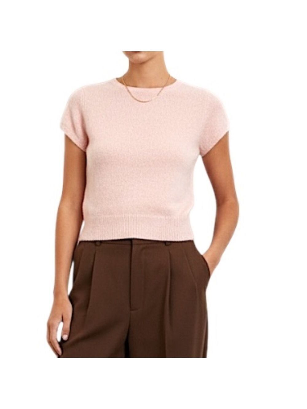 White + Warren pure cashmere pink fitted short sleeve old money sweater XS